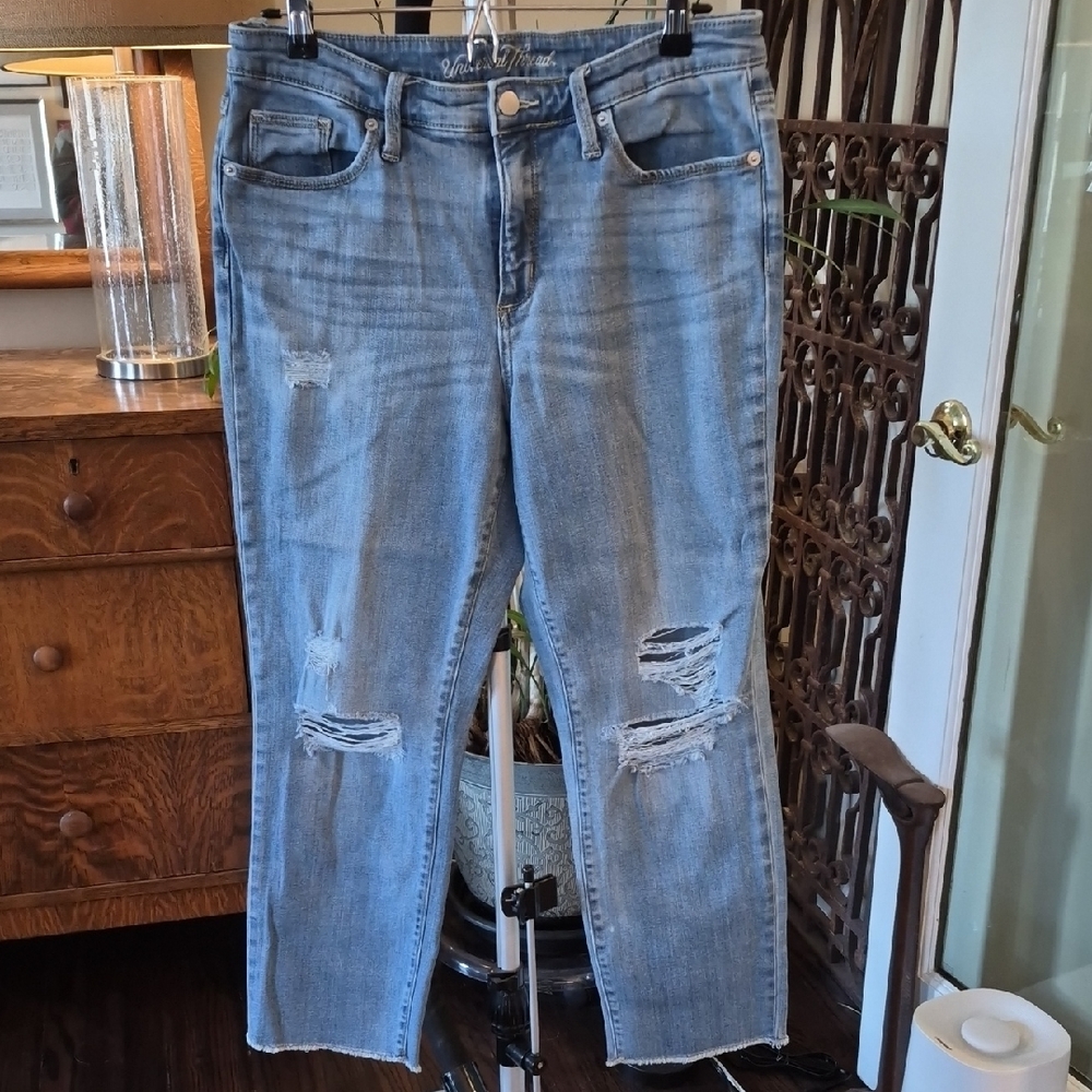 Universal Thread Light Blue Distressed Straight Leg Jeans